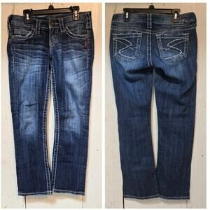 Silver Jeans Santorini Capri Jeans Womens Size 25 Medium Wash Low Rise Stretch